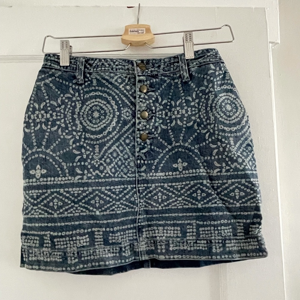 Free People Patterned Denim Skirt